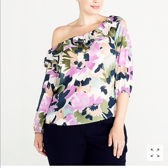 J. Crew Printed Ruffle Convertible Blouse - Picture 3 of 7